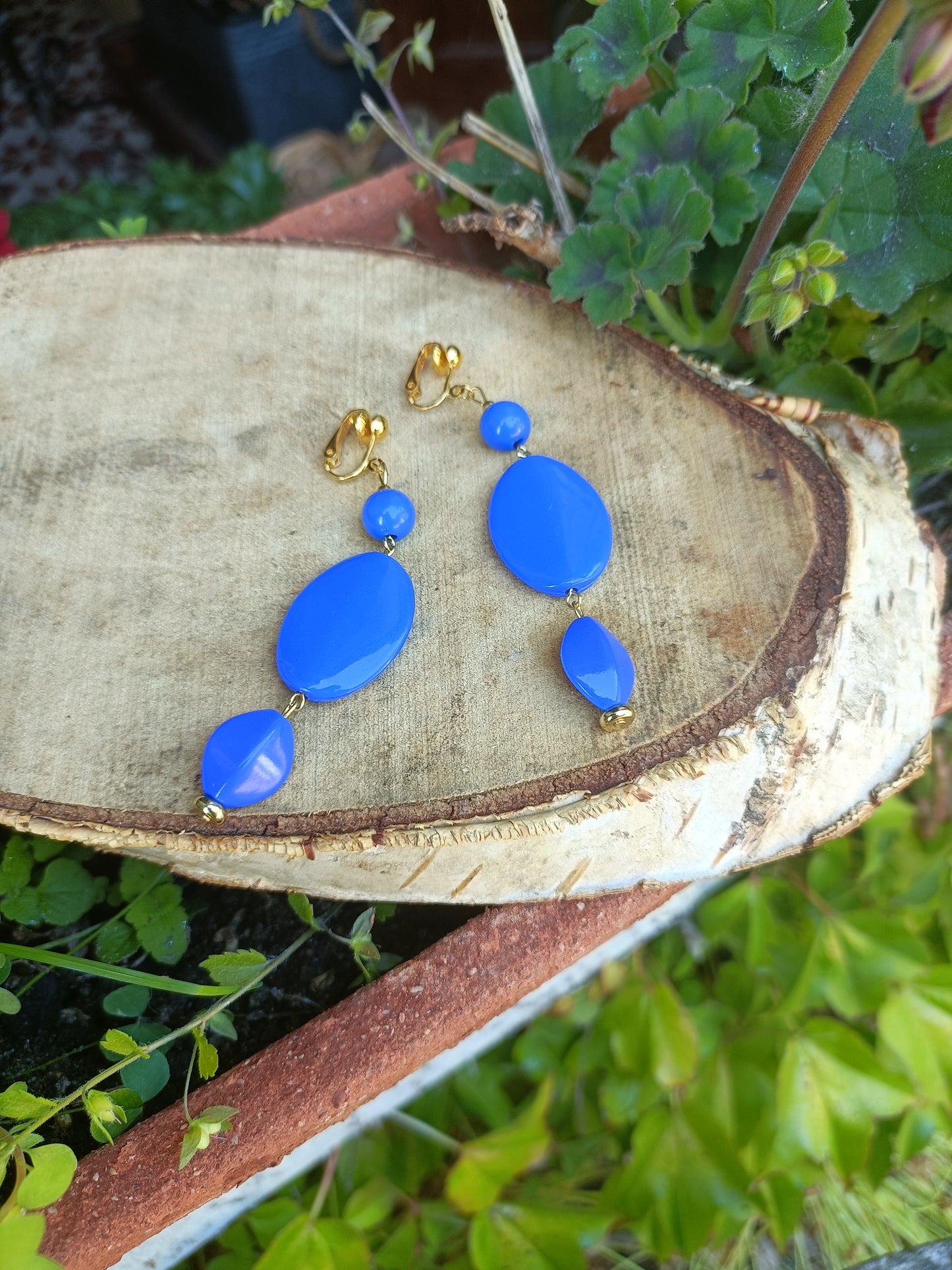 Boucles d'oreilles bleu vif, crochets ou clips