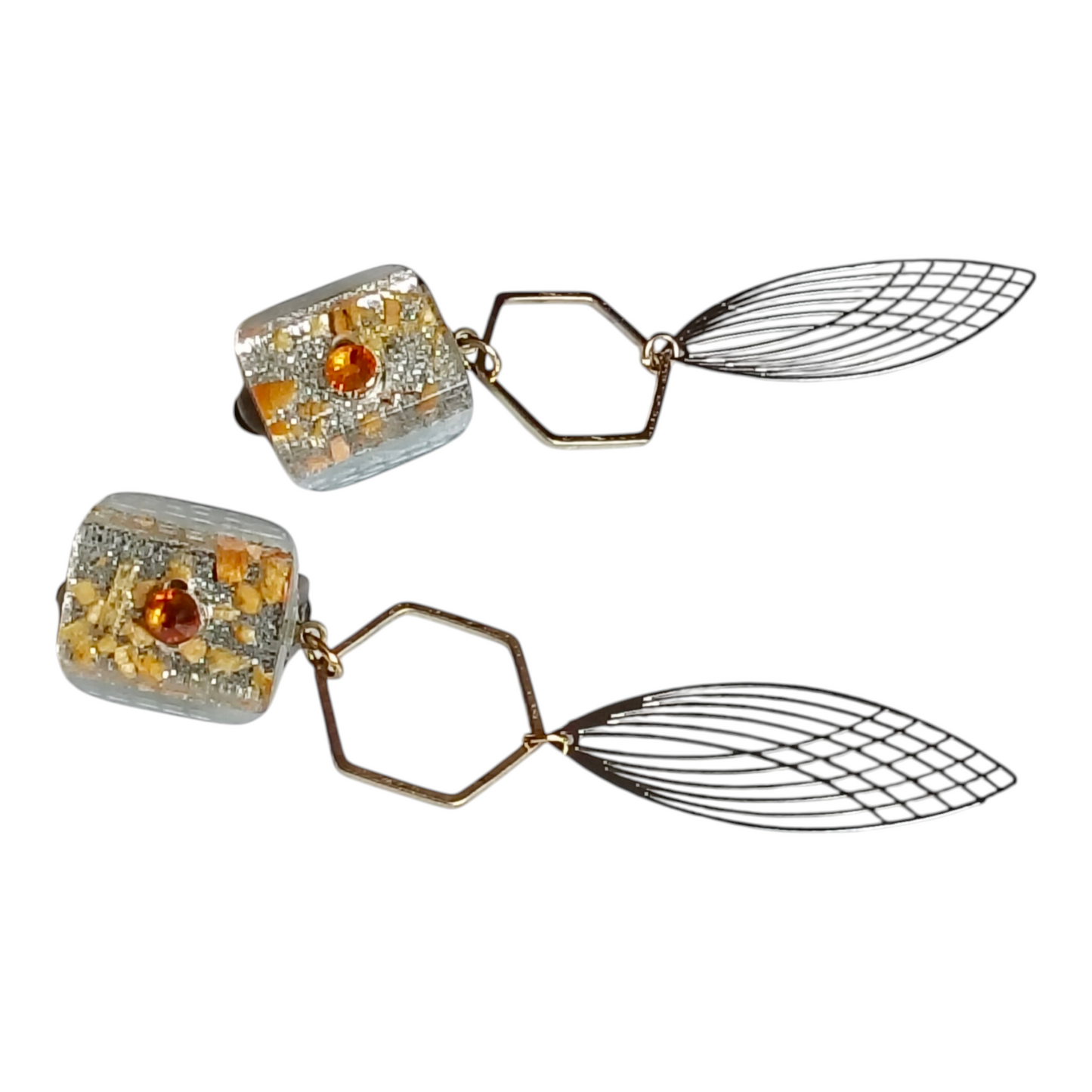 Boucles d'oreilles clips dorées et argentées