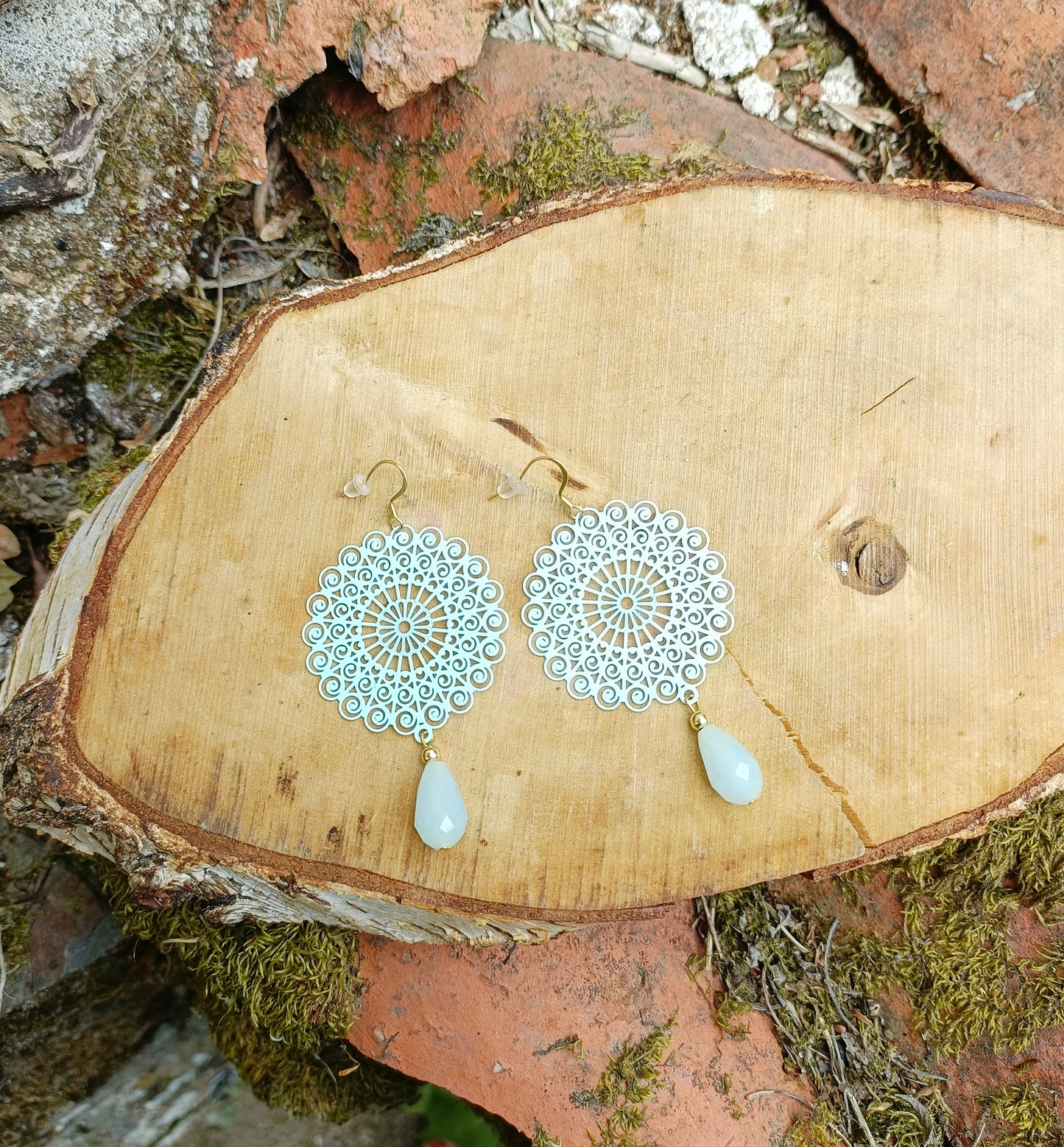 Boucles d'oreilles vert d'eau Imelda et gouttes