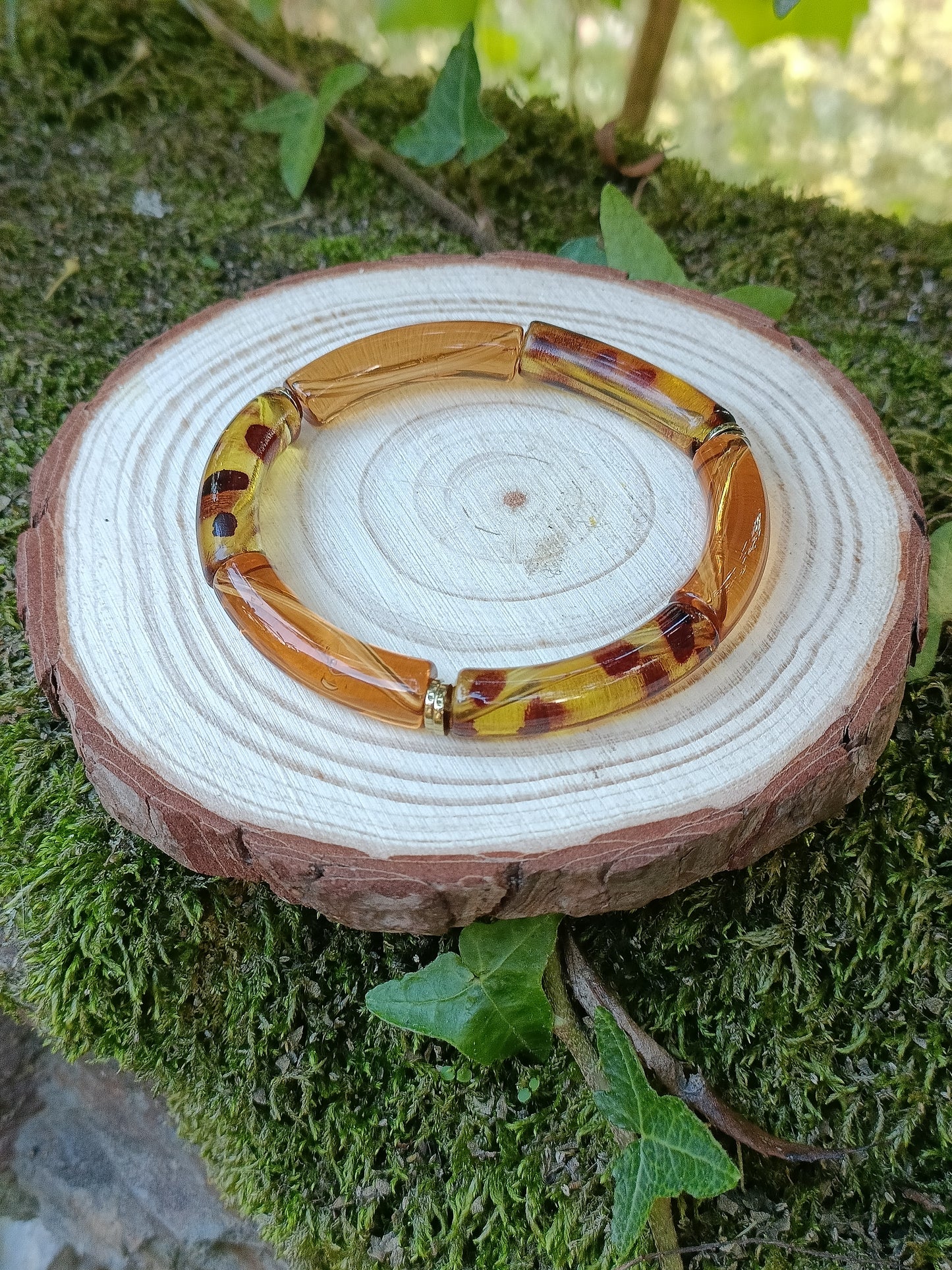 Bracelet tubes fins léopard