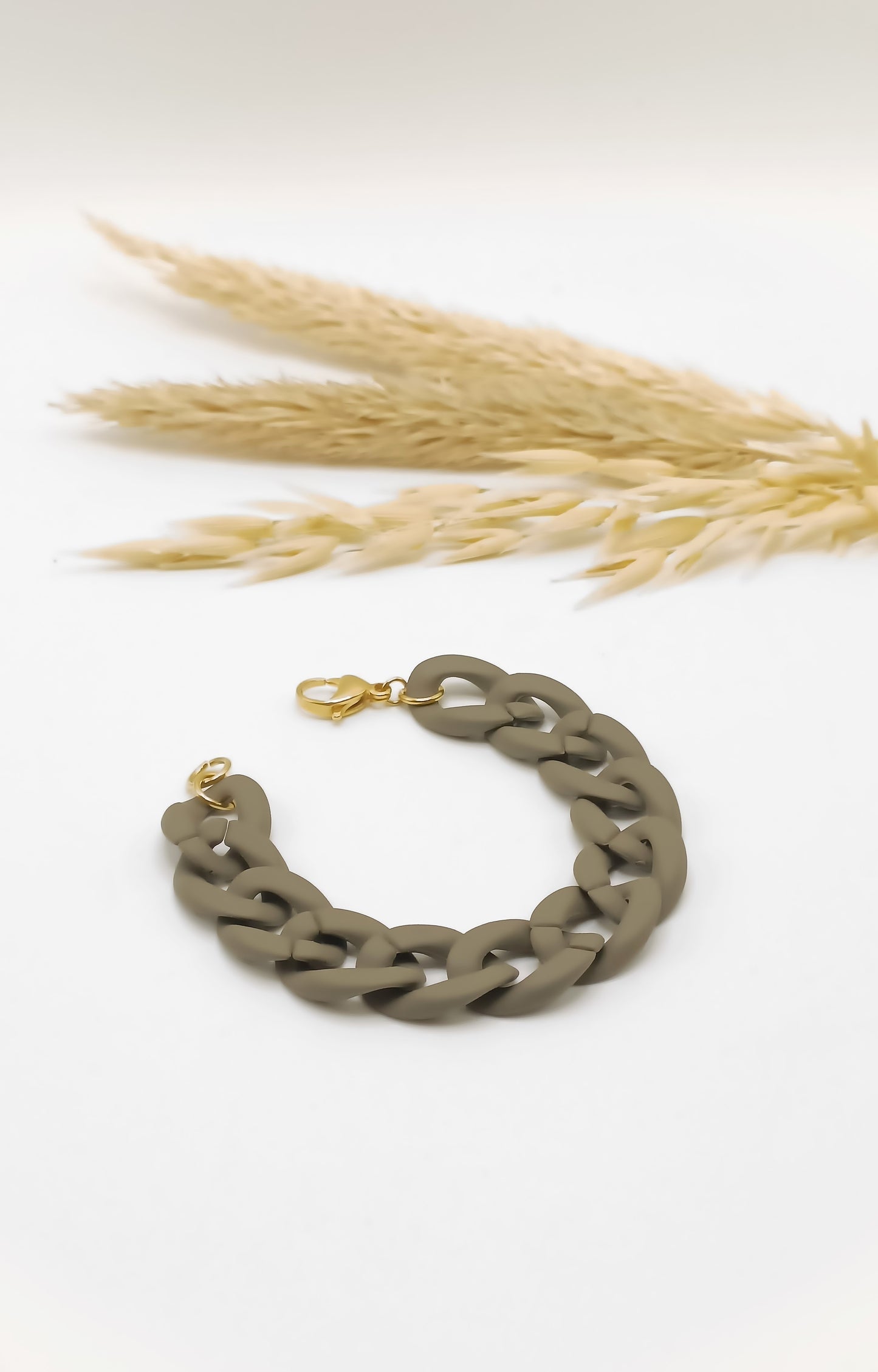 Bracelet grosse maille acétate, taupe