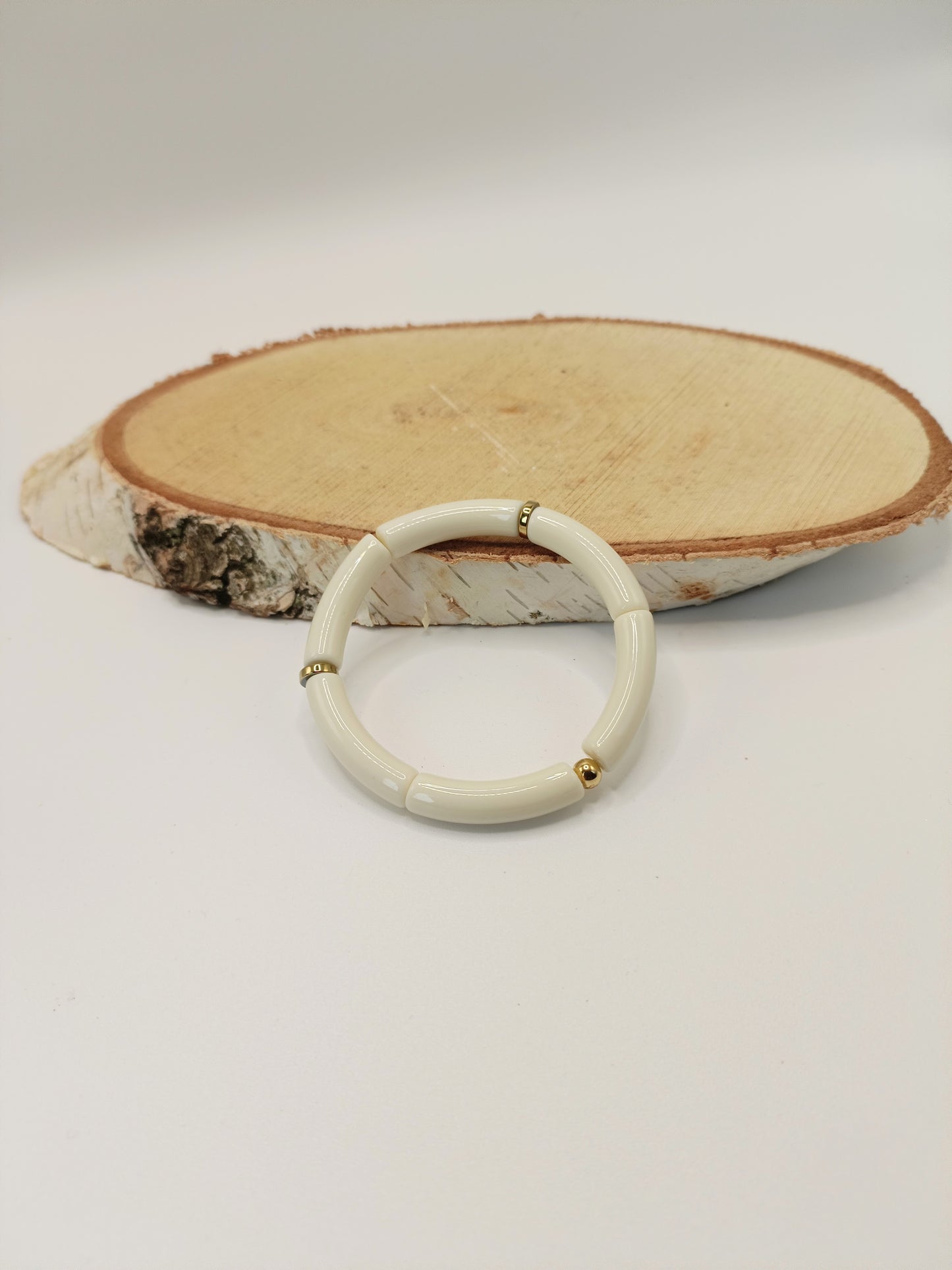 Bracelet tubes fins blanc cassé