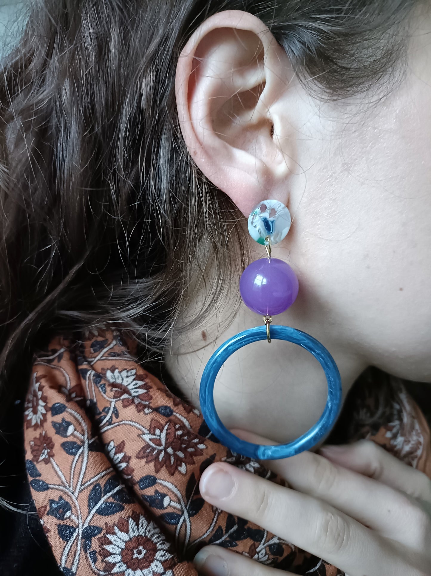 Cadix, style vintage, grand modèle violet et bleu