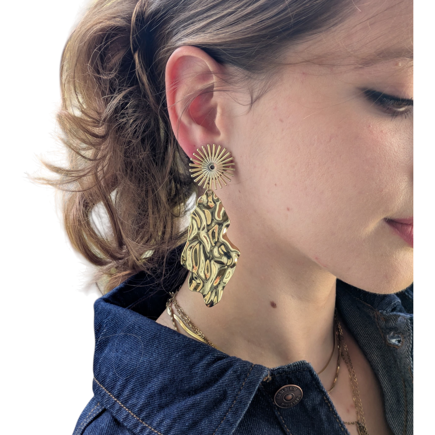 Oksana, les grandes boucles d'oreilles clips dorées