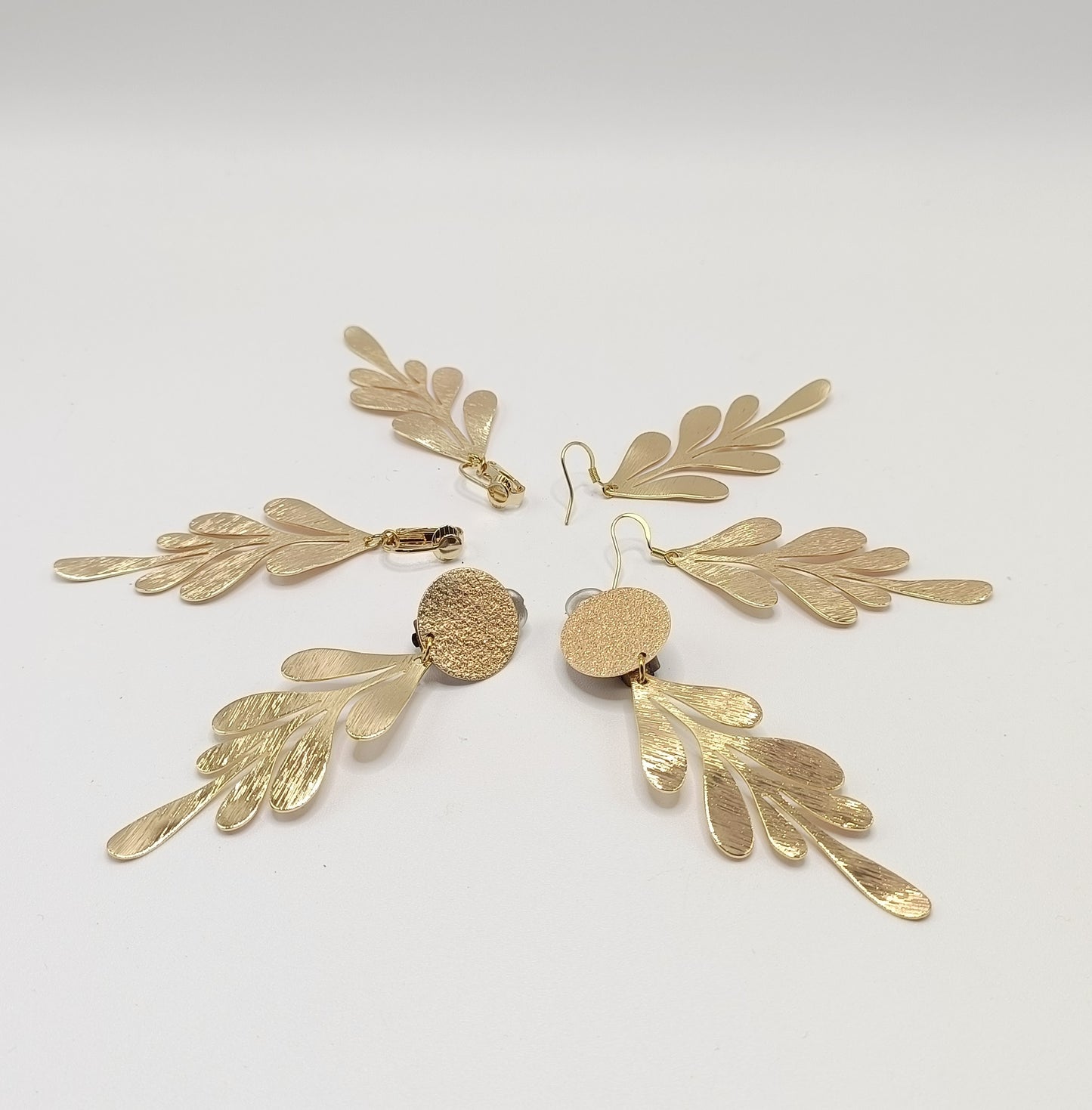 Les Philippine, grandes feuilles dorées 18K, percées ou clips