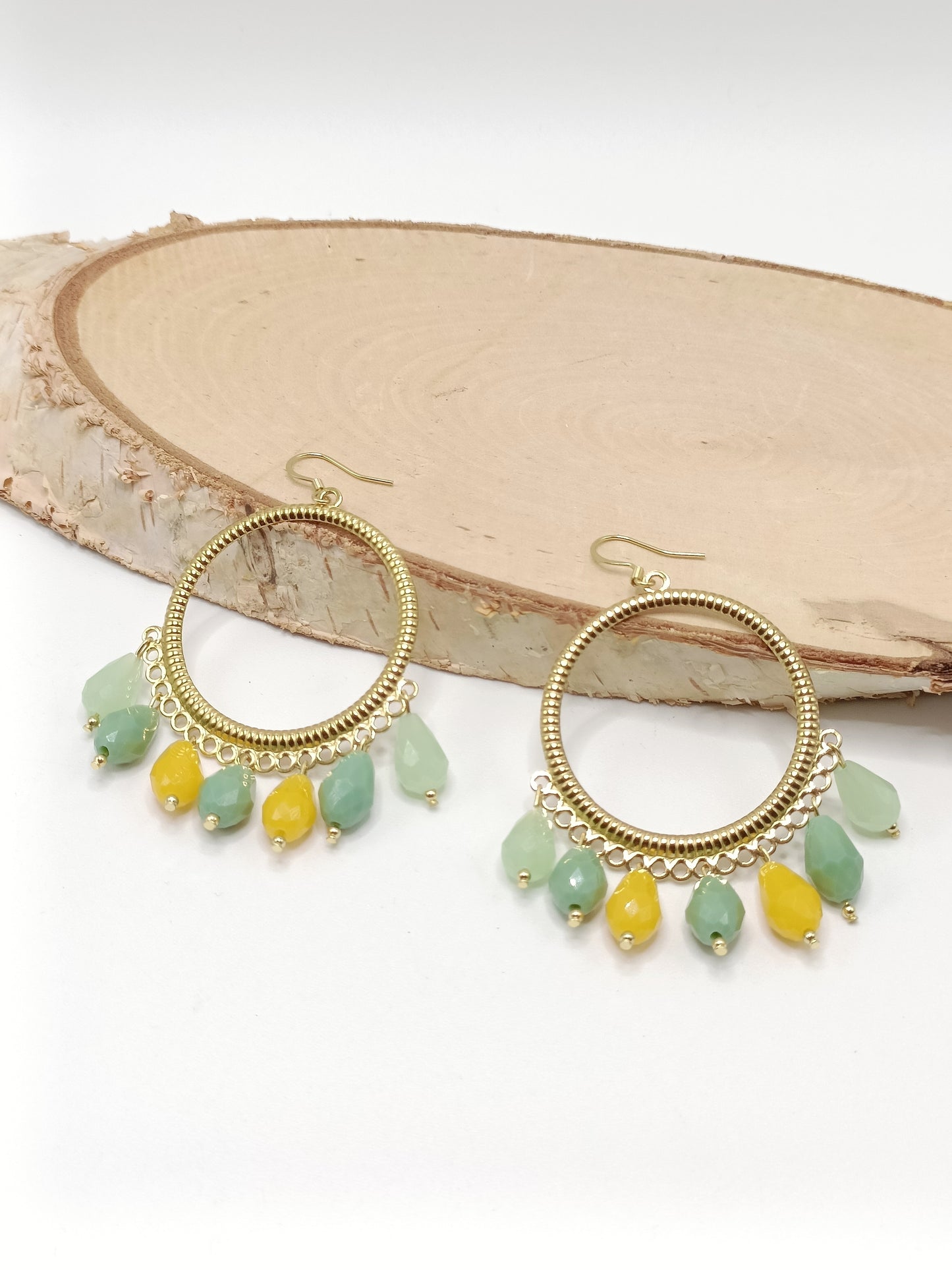 Ysambre, les grandes boucles d'oreilles gouttes dorées or fin