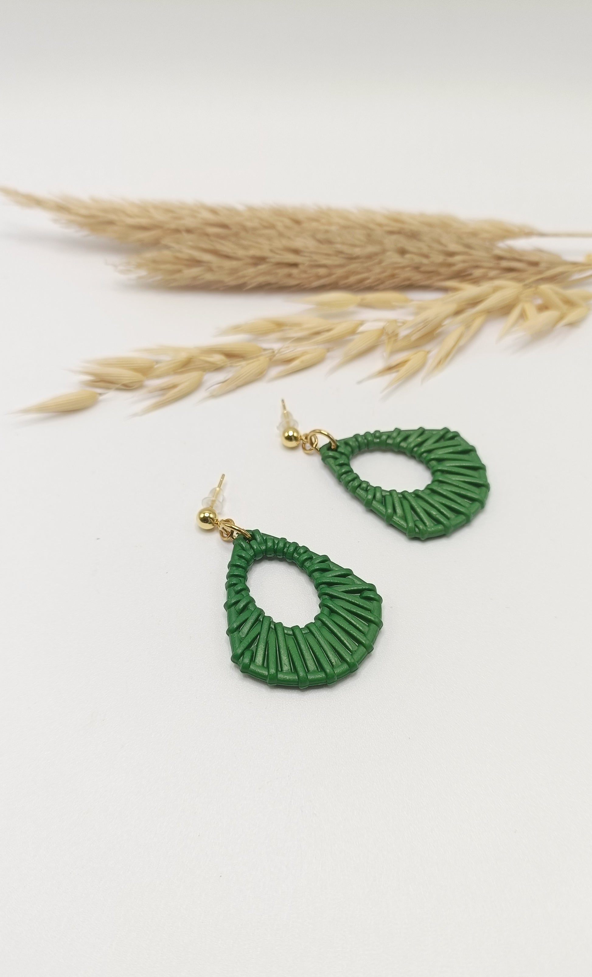Alhambra, boucles d'oreilles vertes et puces 18K style vintage