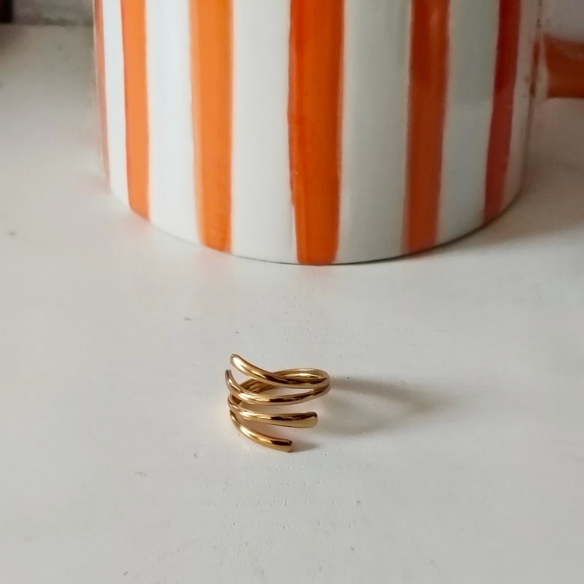 Bague dorée Alizée en acier inoxydable, réglable