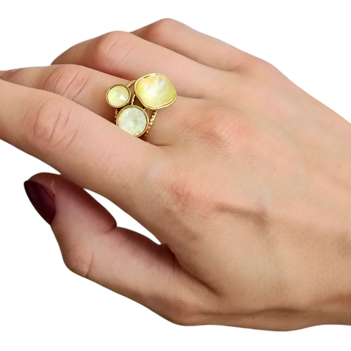 Bague dorée style citrine