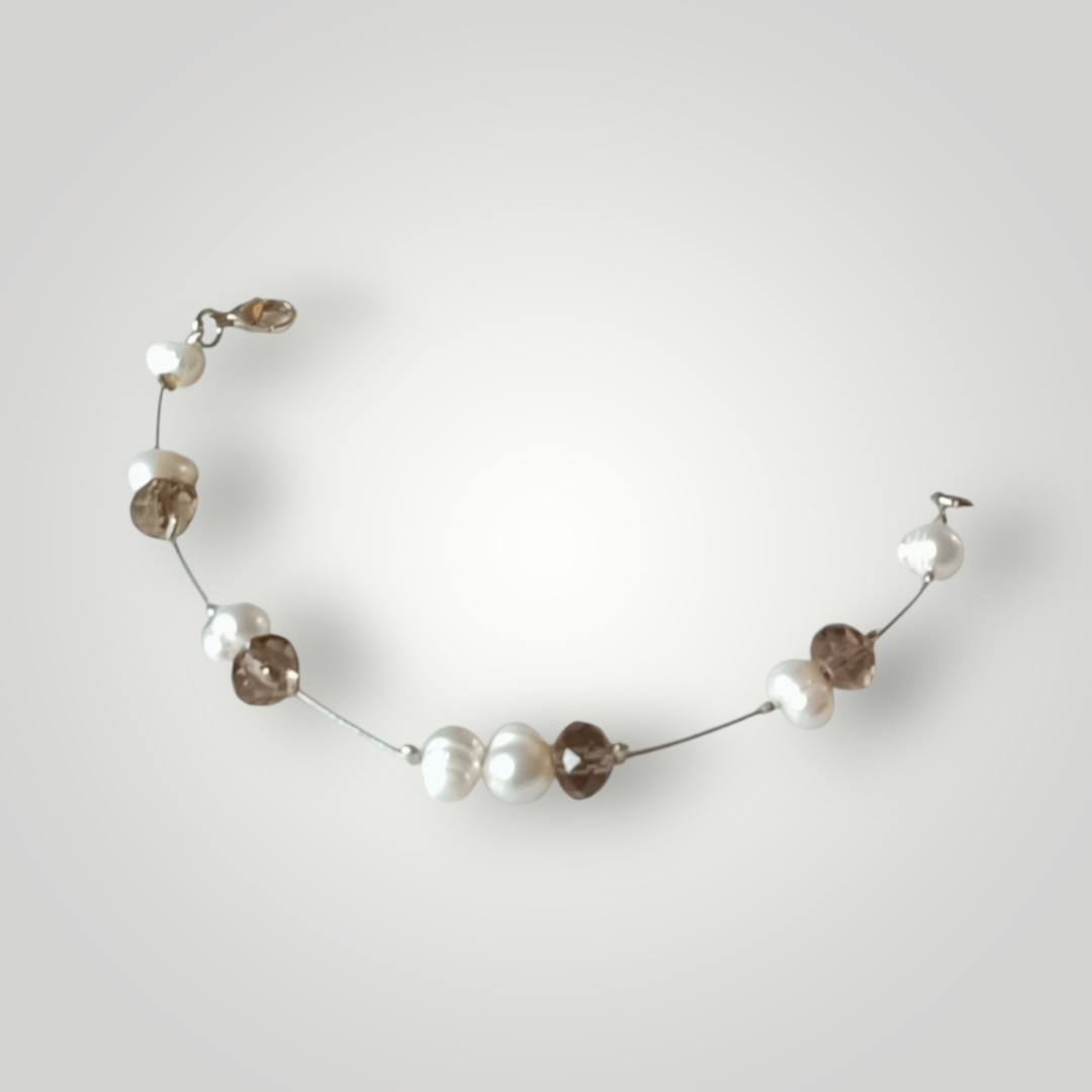 Bracelet argenté et perles de culture