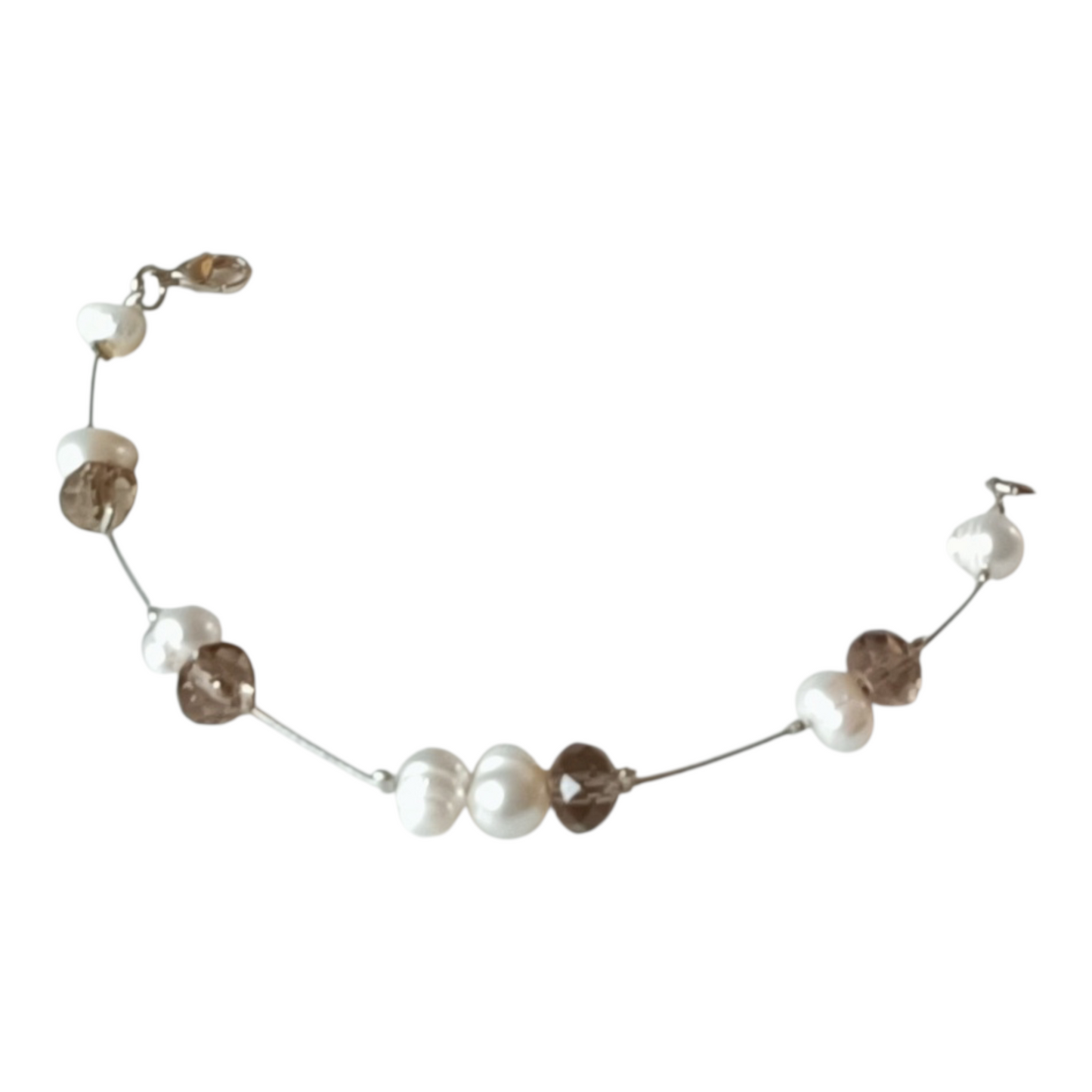 Bracelet argenté et perles de culture
