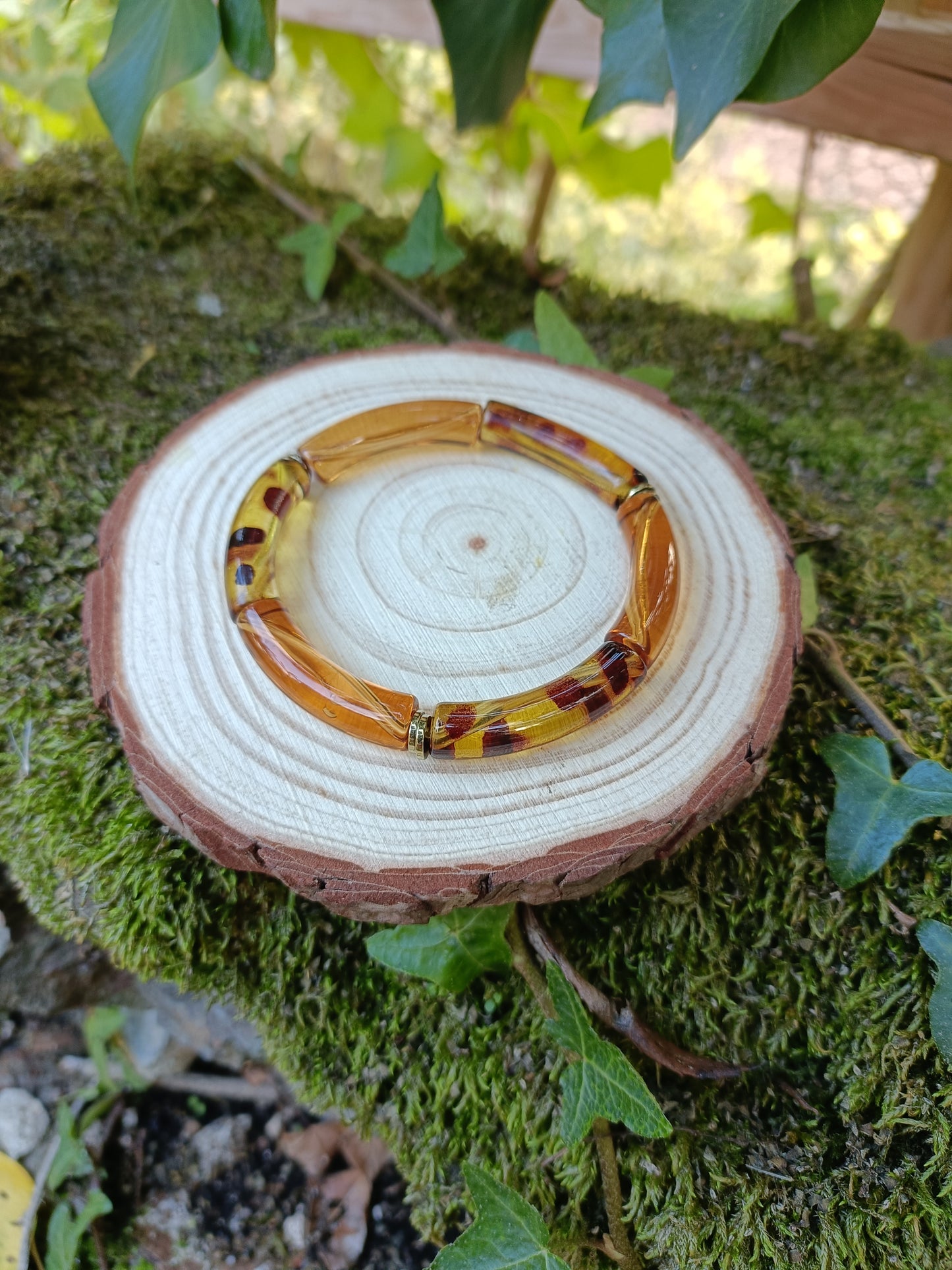 Bracelet tubes fins élastiqué léopard