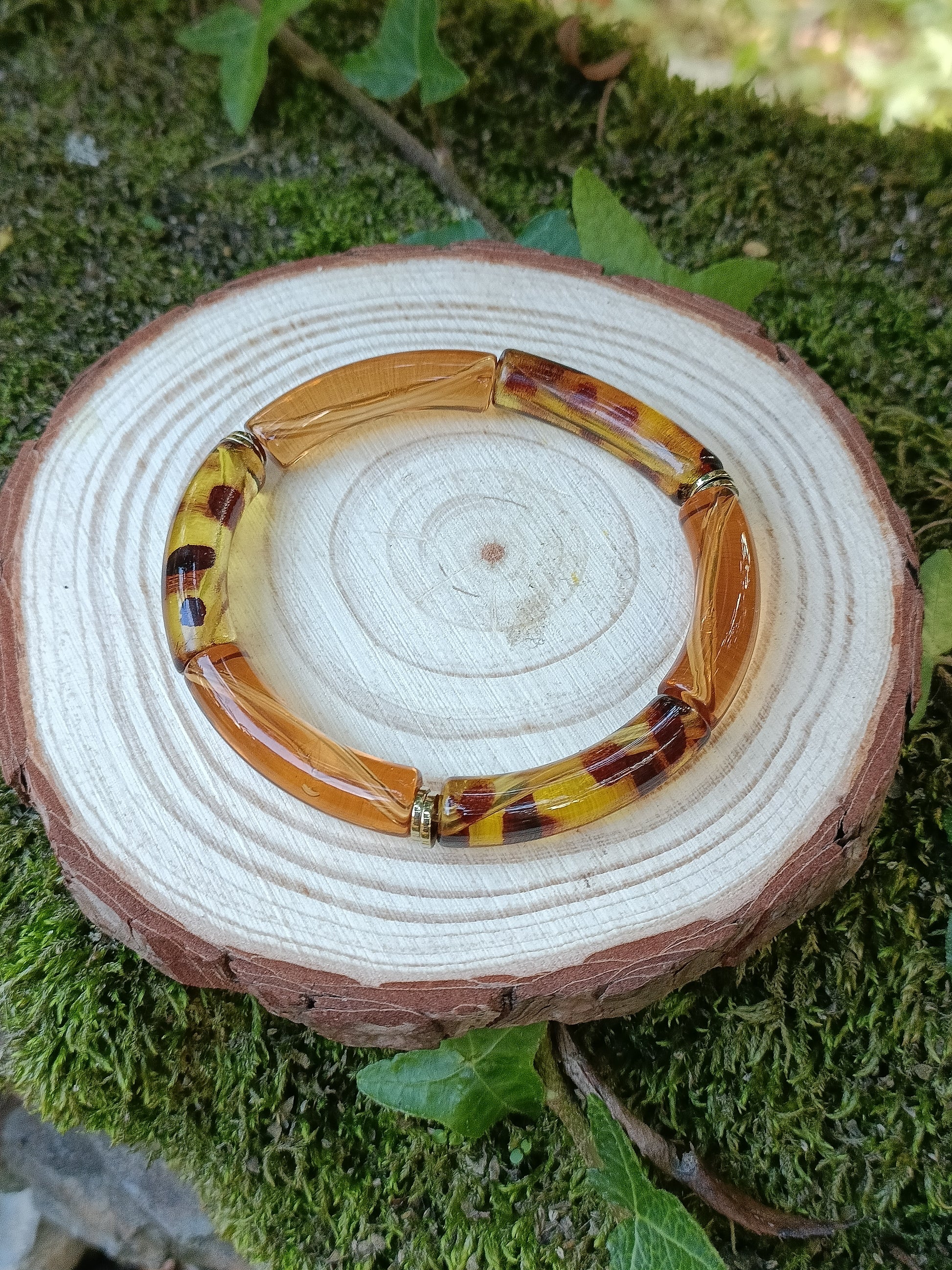 Bracelet tubes fins élastiqué léopard