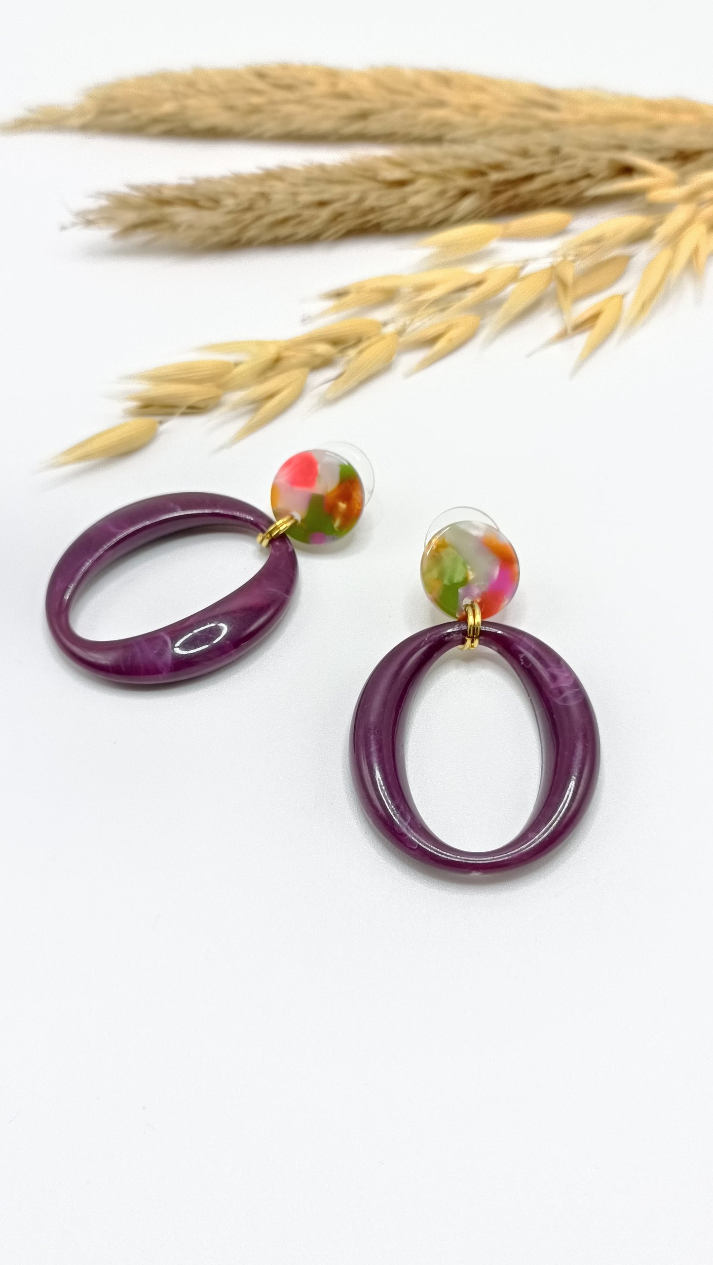Cadix, boucles d'oreilles violet foncé style vintage
