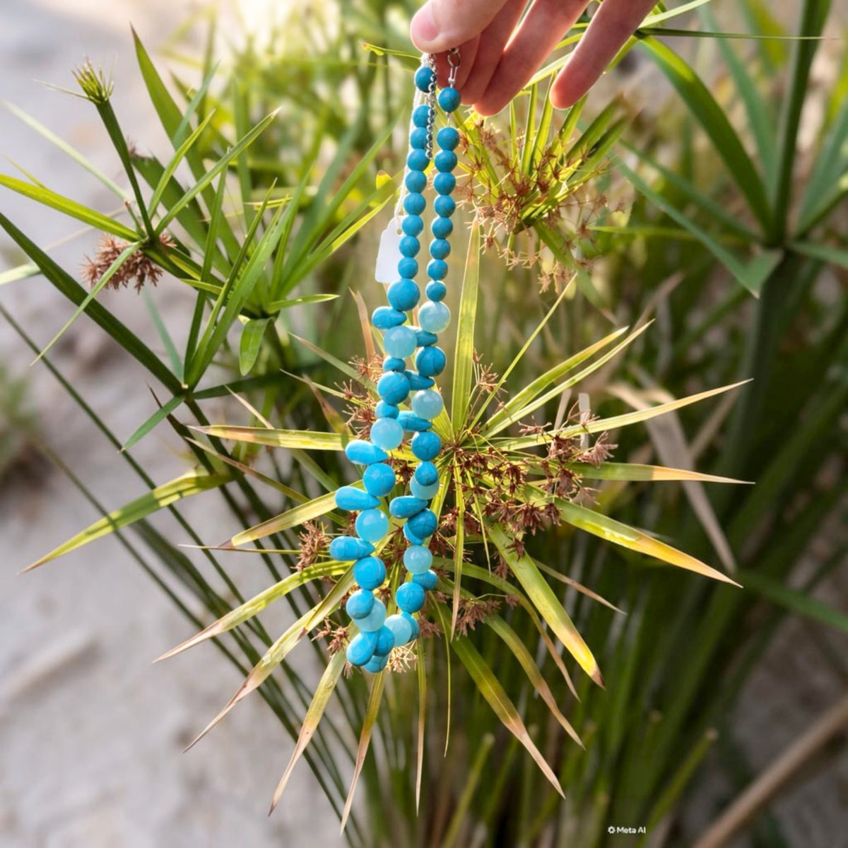 collier court howlite turquoise perles et gouttes