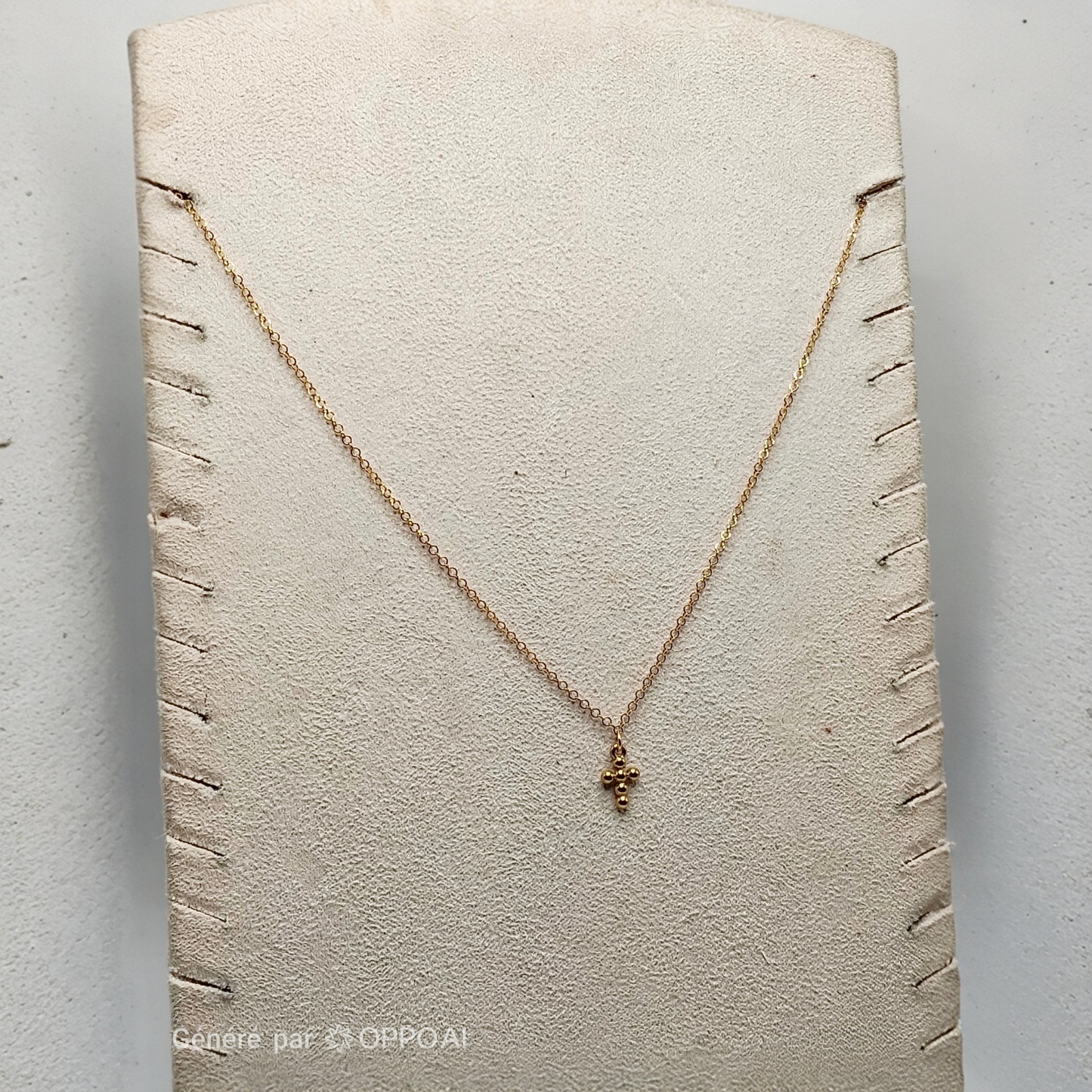 collier court fin doré et petite croix, l'ensemble en acier inoxydable