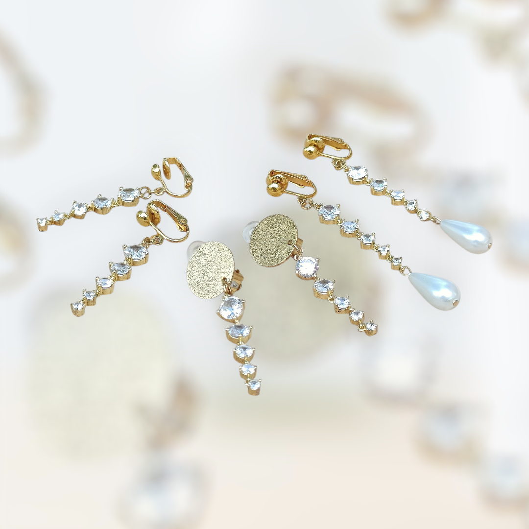 Cyriane, les boucles d'oreilles dorées, percées ou clips avec zircons cubiques, dorure or fin