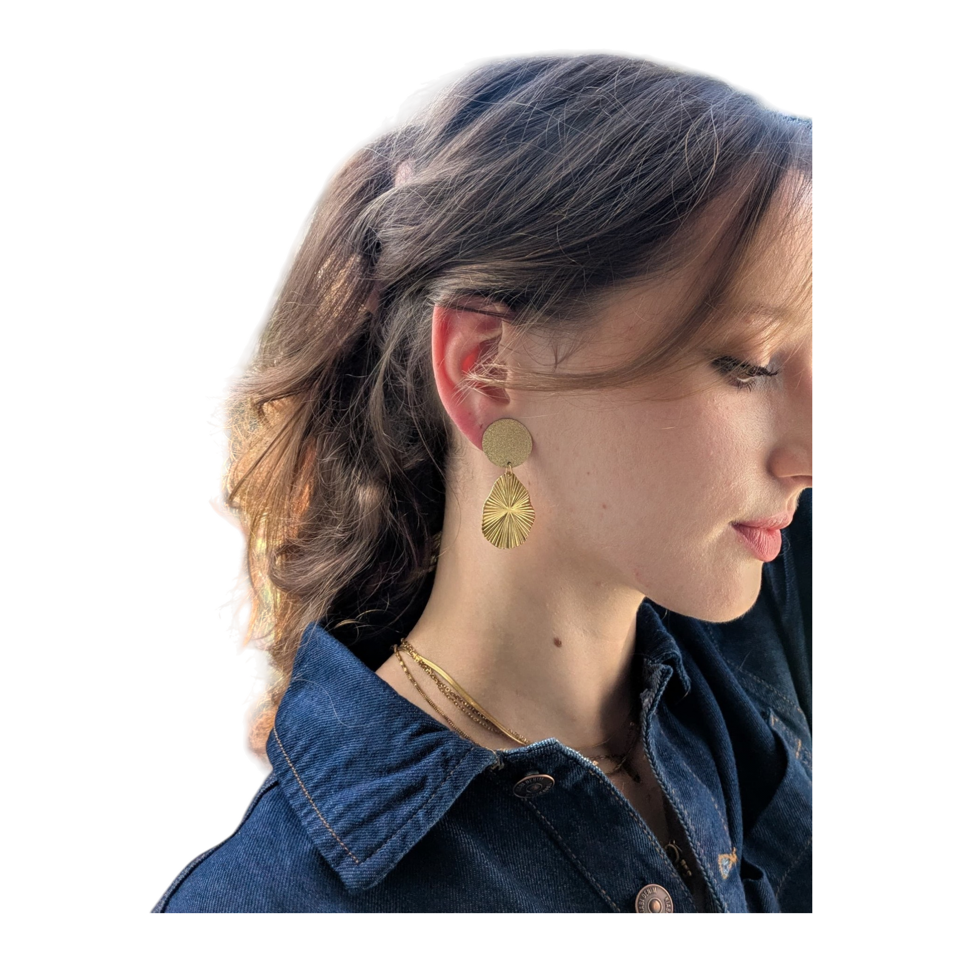 Félicie, les boucles d'oreilles clips gouttes froissées dorées or fin, clips indolores 