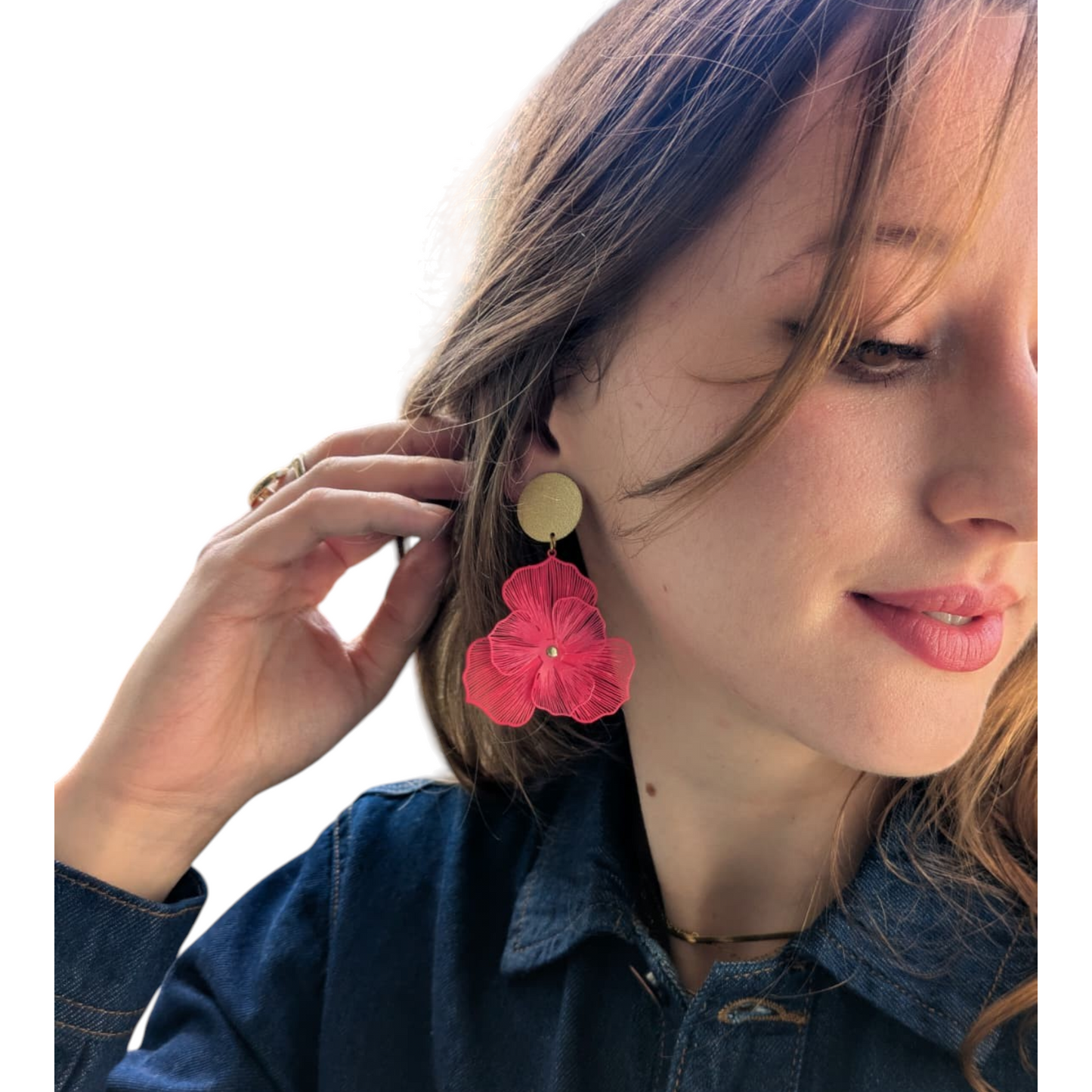Orchidées, les grandes boucles d'oreilles clips fushia