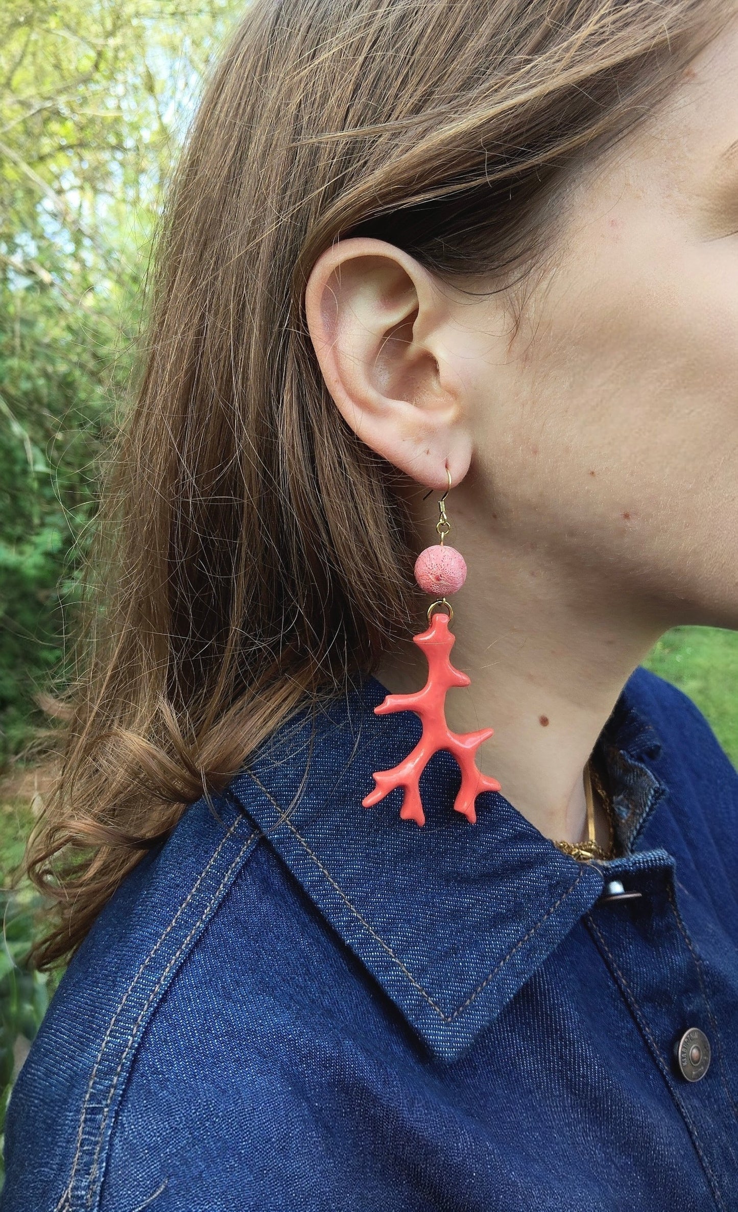 Les Gorgones, boucles d'oreilles corail et gorgones, crochets ou clips