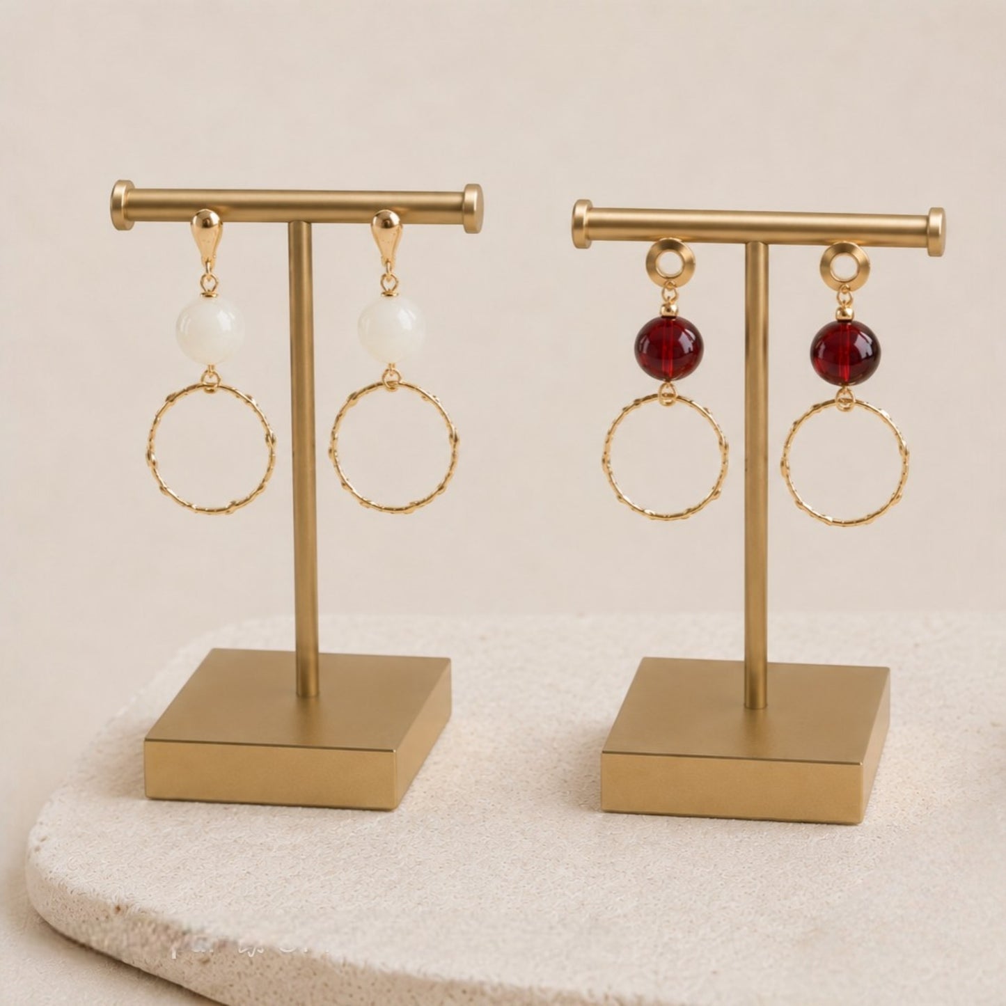 Lumnis, boucles d'oreilles perles dorées or fin