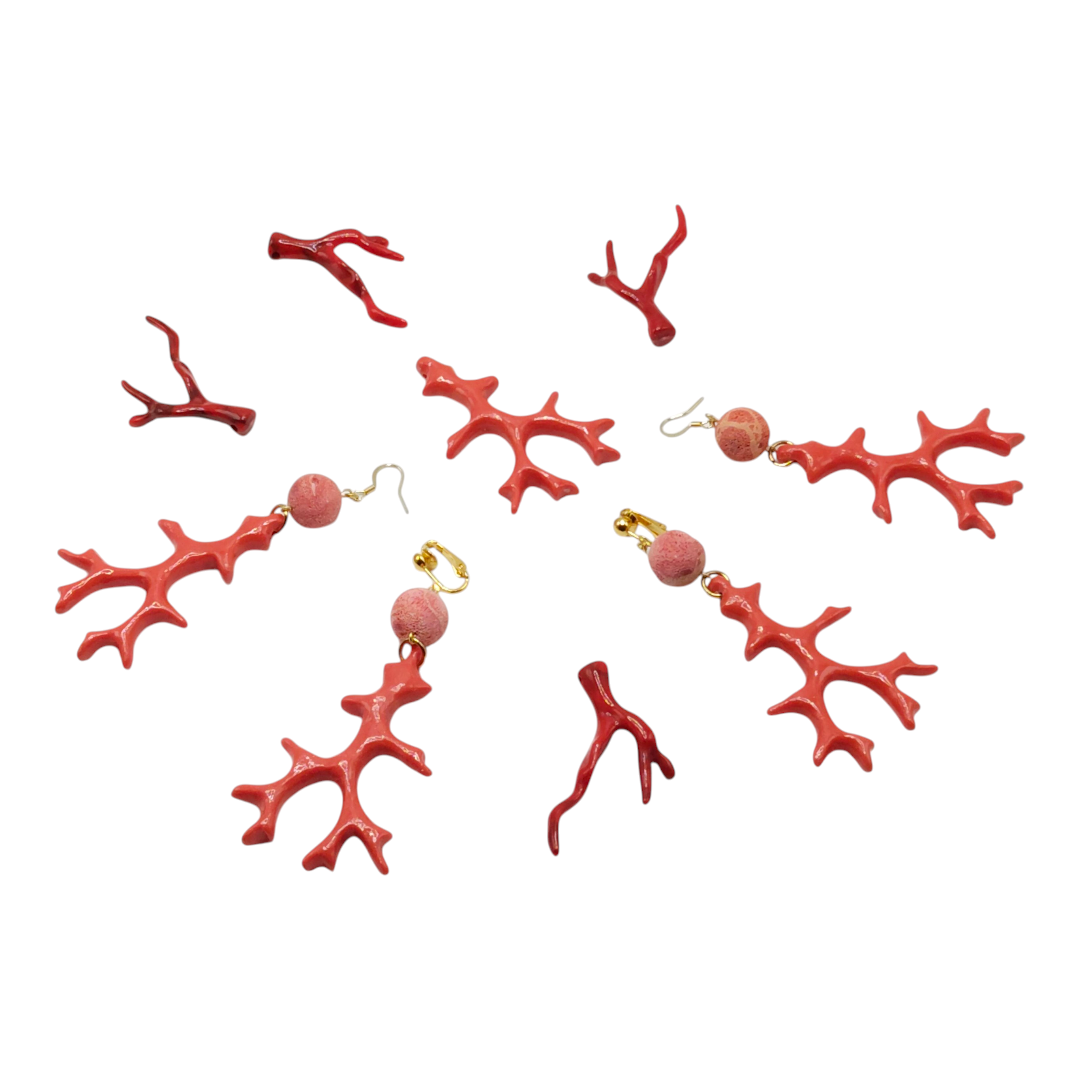 Les Gorgones, boucles d'oreilles corail et gorgones, crochets ou clips