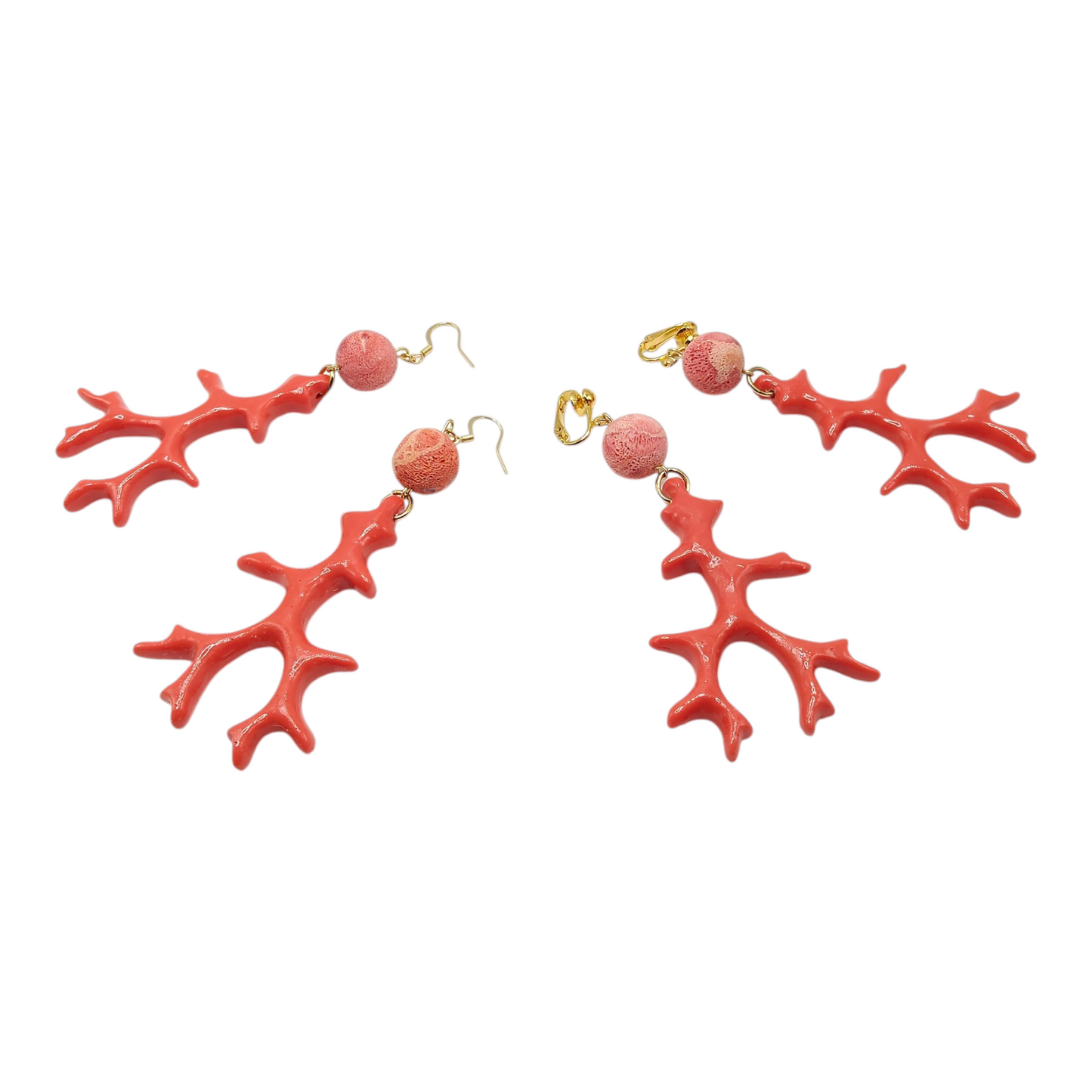 Les Gorgones, boucles d'oreilles corail et gorgones, crochets ou clips