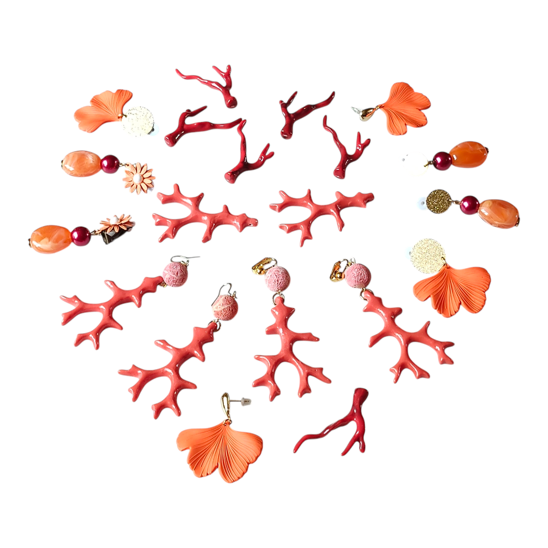 Les Gorgones, boucles d'oreilles corail et gorgones, crochets ou clips