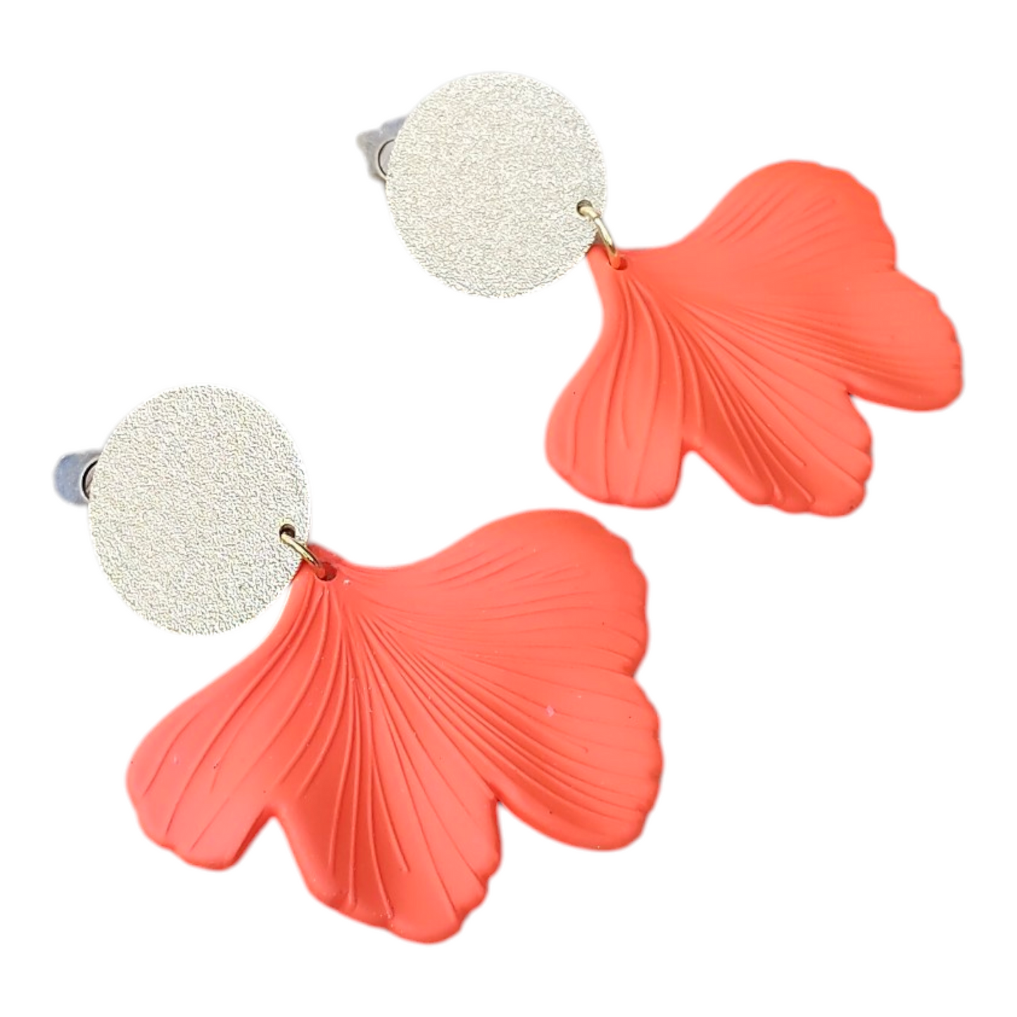 Boucles d'oreilles clips Gingko oranges