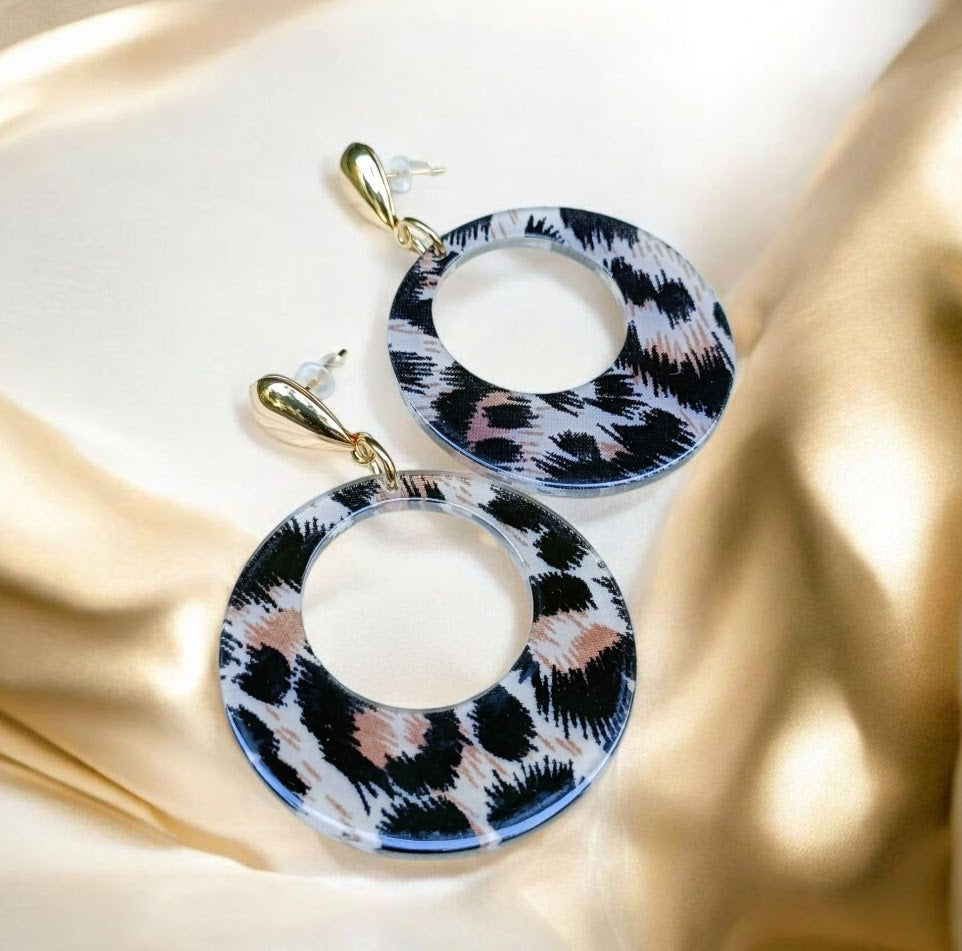 Marietta, les grandes boucles d'oreilles léopard style créoles