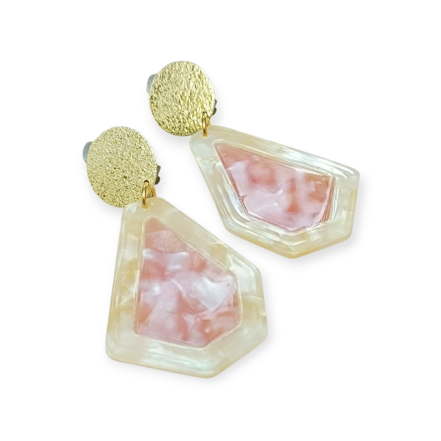 Polygone, les grandes boucles d'oreilles sable terracotta marbré, à puces ou clips