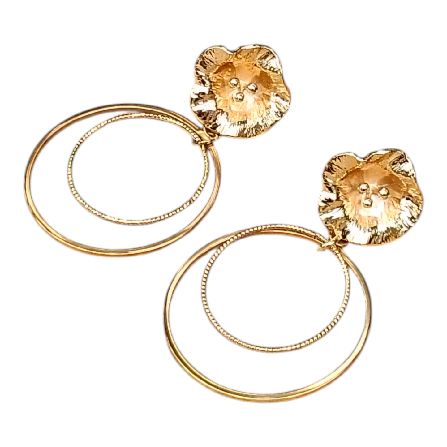 Thècle, les boucles d'oreilles puces fleurs style créoles