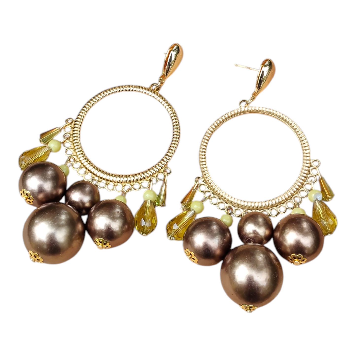Ysambre, les grandes boucles d'oreilles dorées or fin et bronze