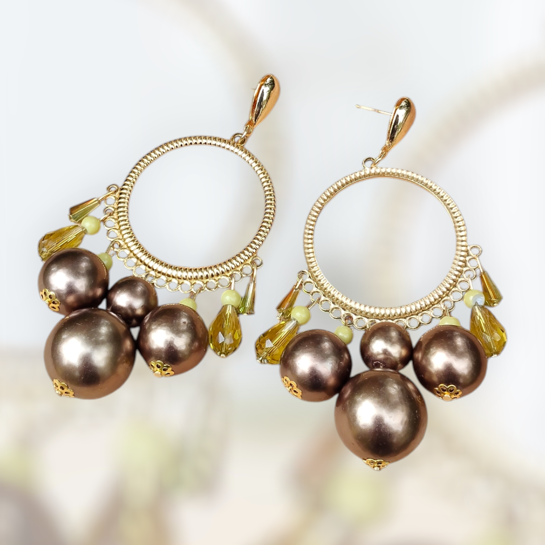 Ysambre, les grandes boucles d'oreilles dorées or fin et bronze