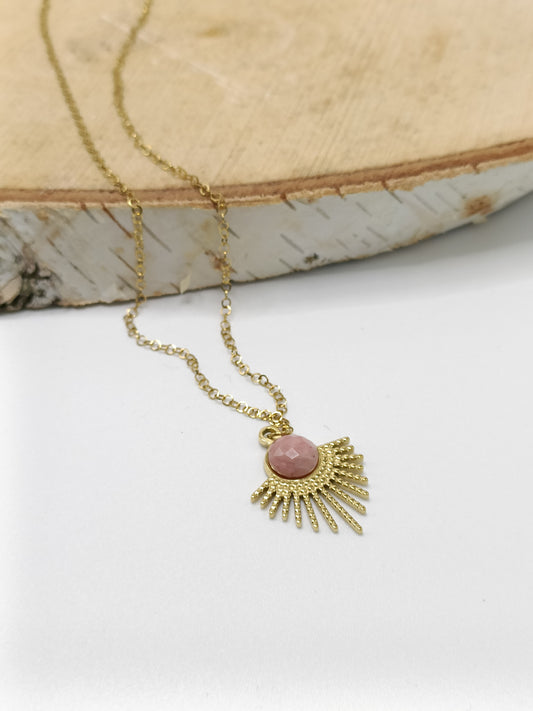 Gasparine , collier fin en acier inoxydable et rhodonite